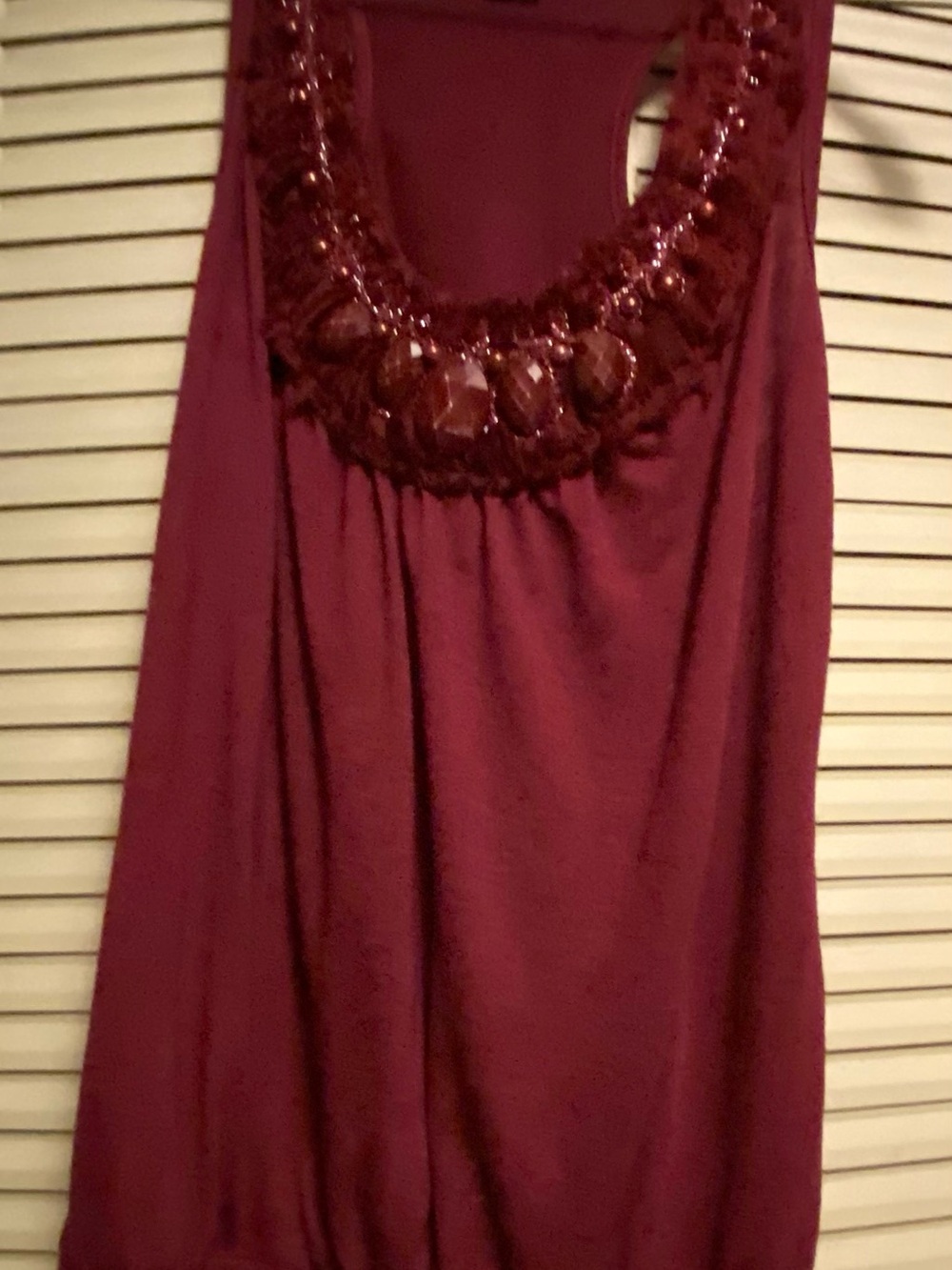 Vanity Beaded Maroon Sleeveless Tank Top